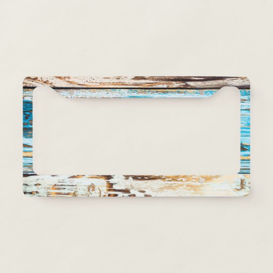 Beach Wood Rustic Blue And Brown Pattern Modern License Plate Frame Zazzle Com