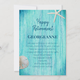 Beach Wood Sand Dollar Retirement Party Invitation