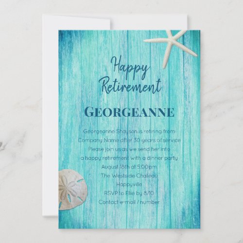 Beach Wood Sand Dollar Retirement Party Invitation