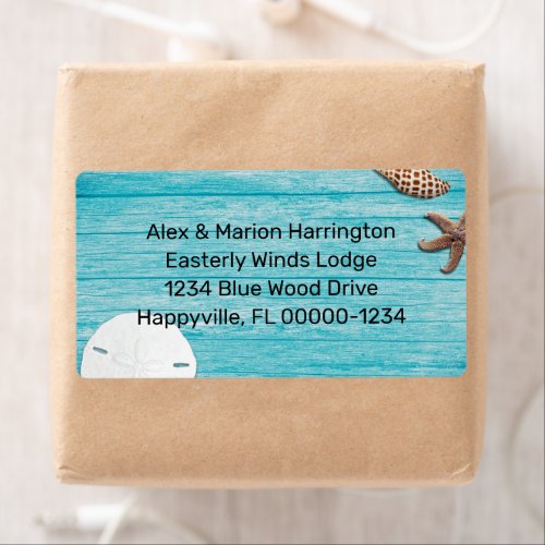 Beach Wood Sand Dollar Seashells Shipping Labels