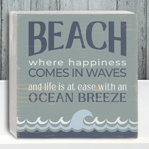 Beach Wood Sign Ocean Blue/Green