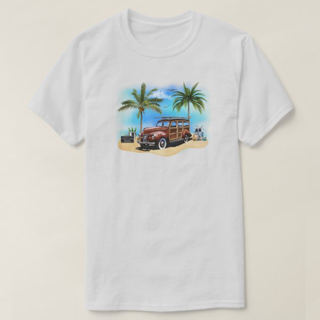 Beach Woody Wagon T-Shirt (Design Front)