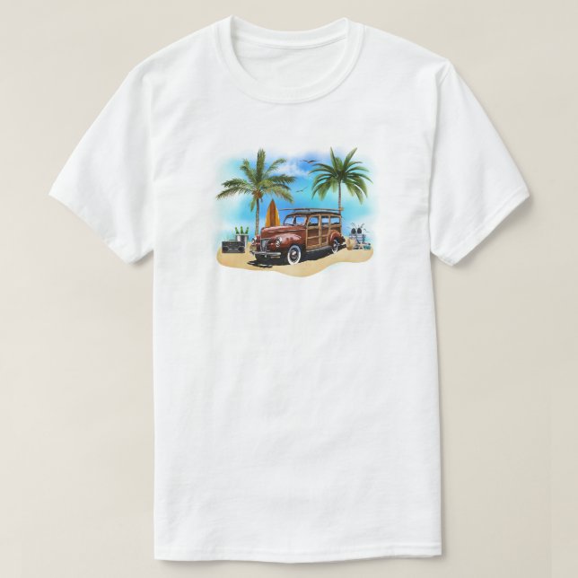Beach Woody Wagon T-Shirt (Design Front)