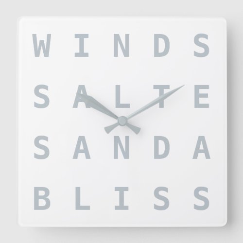 Beach Word Find Square Wall Clock