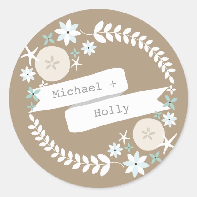 Beach Wreath & Banner Sticker (Front)