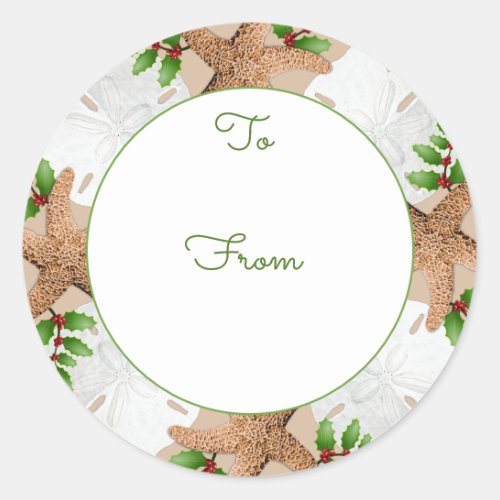 Beach Wreath Sand Dollar Christmas Gift Tag