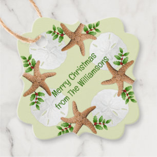 Beach Wreath Seas and Greetings Christmas Favor Tags