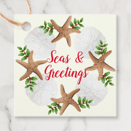 Beach Wreath Seas and Greetings Christmas Favor Tags