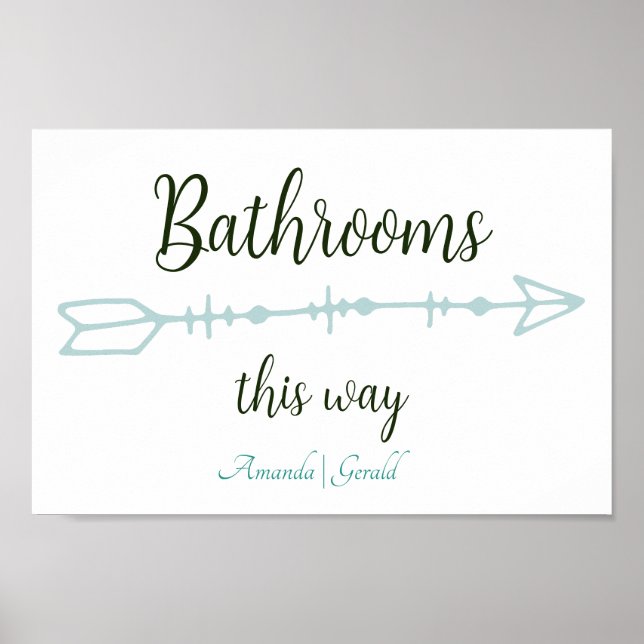 Beach-y Bathrooms This Way Arrow Poster (Front)