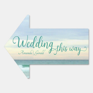 Beach-y Wedding This Way Arrow Poster Sign
