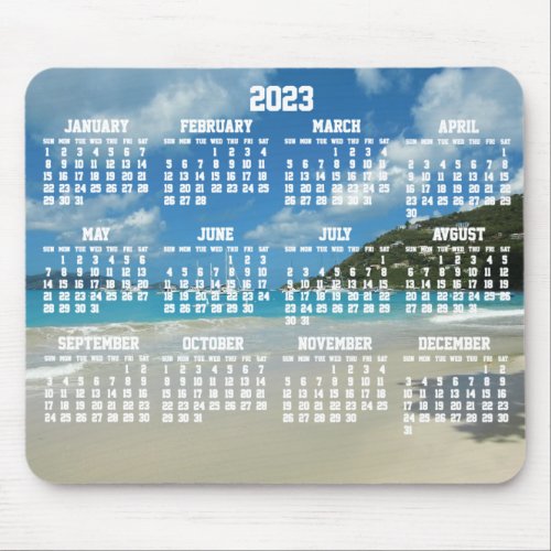 Beach Yearly Calendar 2023 Mouse Pads