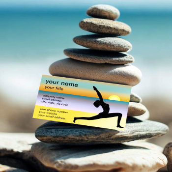 Beach Yoga Instructor Teacher Studio Business Card by sunnymars at Zazzle