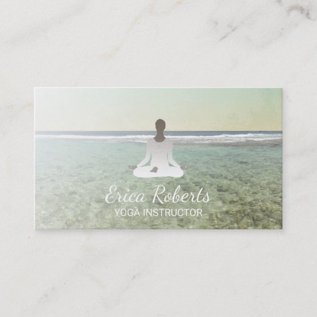Beach Yoga & Meditation Instructor Business Card (Front)