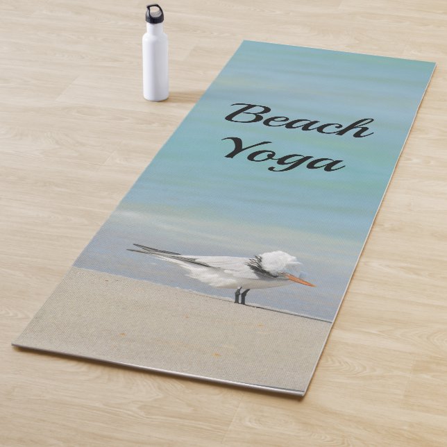 Beach Yoga Royal Tern Seabird Posing Yoga Mat (In Situ)