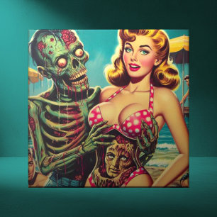 Beach Zombie Girl Ceramic Tile