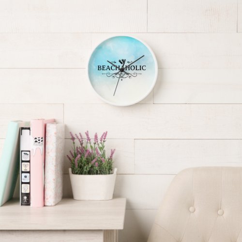 Beachaholic Watercolor Beach Clock