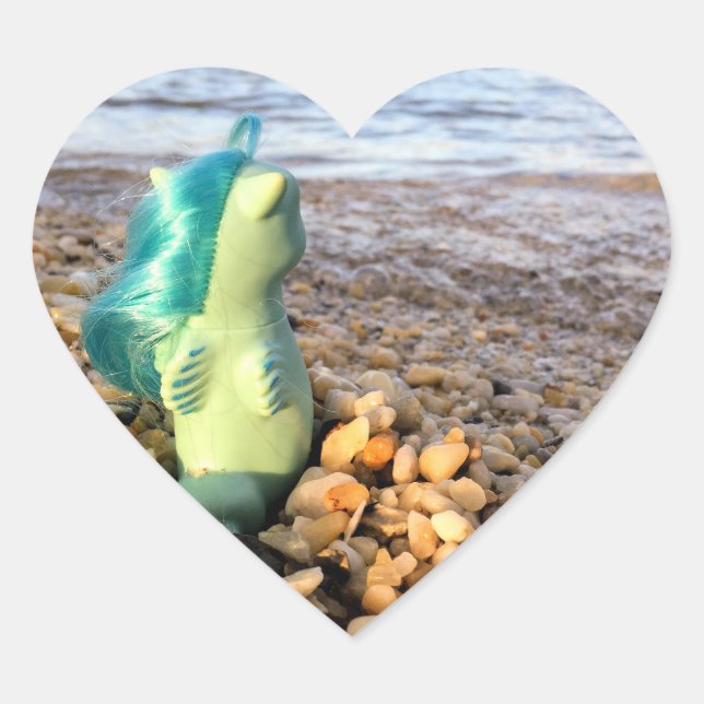 Beachcomber Baby Sea Pony at the Beach Heart Sticker (Front)