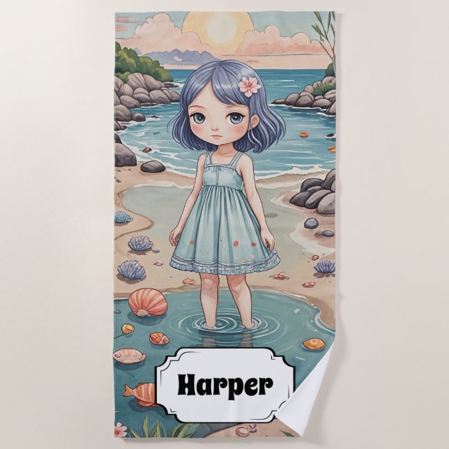 Beachcomber's Bliss Personalized Beach Towel (Front)