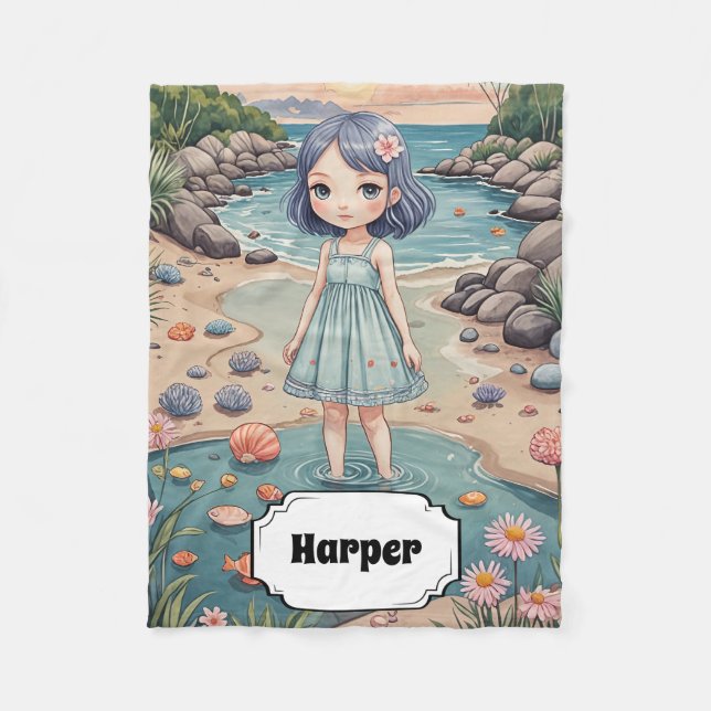 Beachcomber's Bliss Personalized Fleece Blanket (Front)
