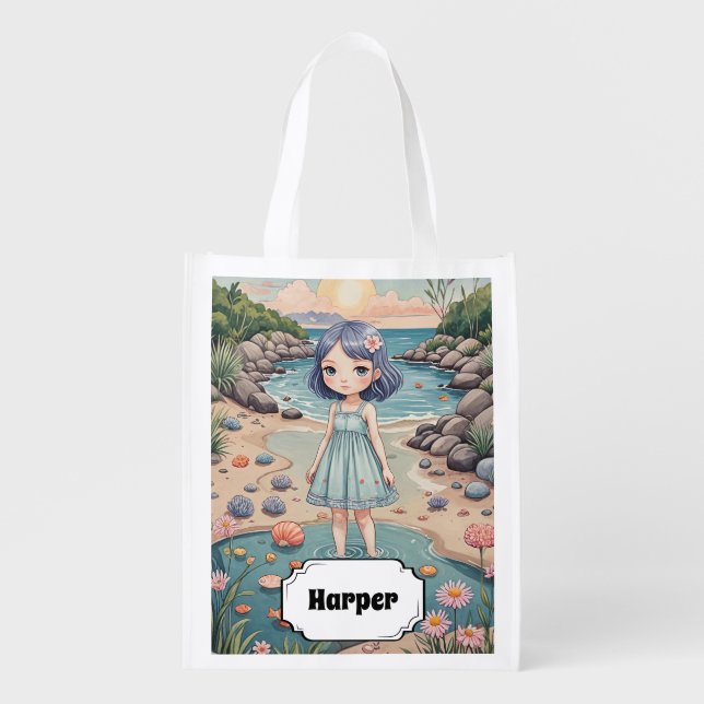 Beachcomber's Bliss Personalized Grocery Bag (Front)