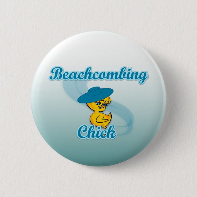 Beachcombing Chick #3 Pinback Button (Front)