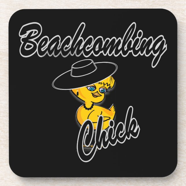 Beachcombing Chick #4 Beverage Coaster (Front)