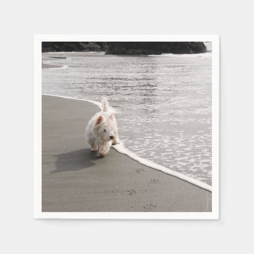 Beachcombing Westie Dog Photo Napkins