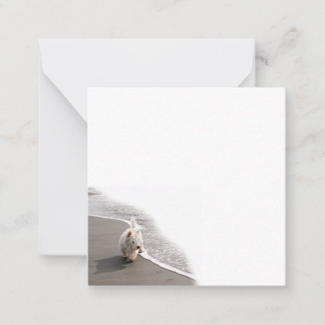 Beachcombing Westie Photo Flat Note Card (Front)