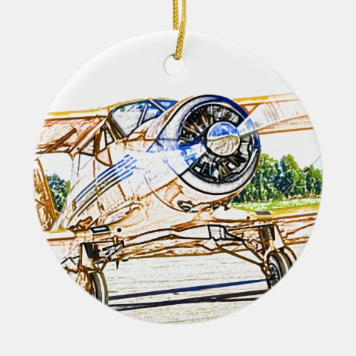 Beachcraft Staggerwing Vintage aircraft Ceramic Ornament