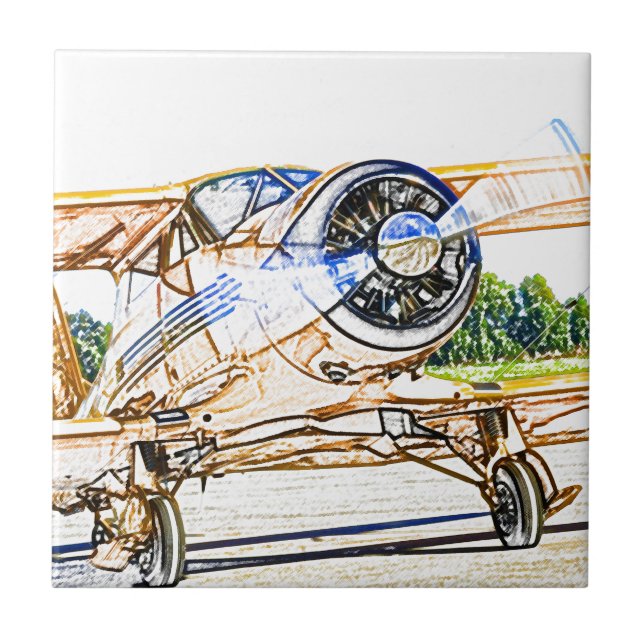 Beachcraft Staggerwing Vintage aircraft Ceramic Tile (Front)