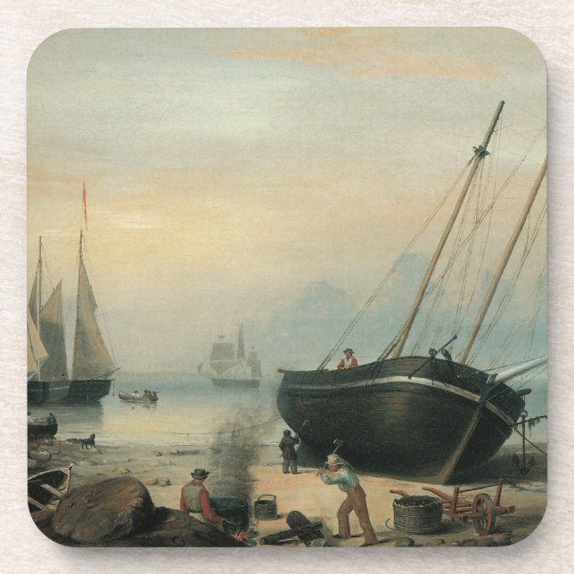 Beached for Repairs, Duncan's Point, Gloucester Drink Coaster (Front)
