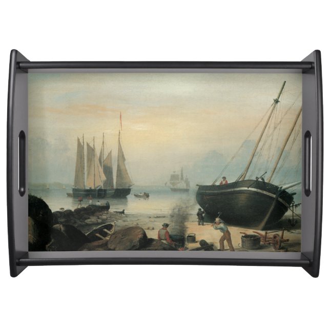 Beached for Repairs, Duncan's Point, Gloucester Serving Tray (Front)