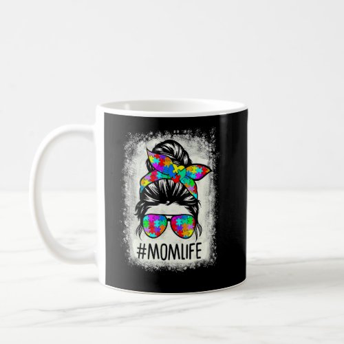 Beached Mom Life Messy Bun Puzzle Supporter Autism Coffee Mug