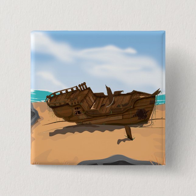 Beached Shipwreck Button (Front)