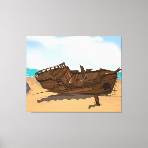 Beached Shipwreck Canvas Print