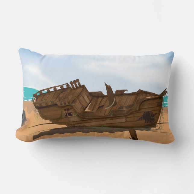 Beached Shipwreck Lumbar Pillow (Front)