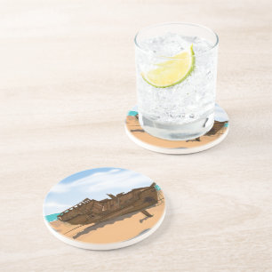Beached Shipwreck Sandstone Coaster