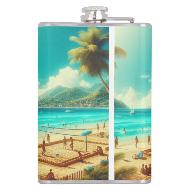 Beaches are serene paradises flask (Back)