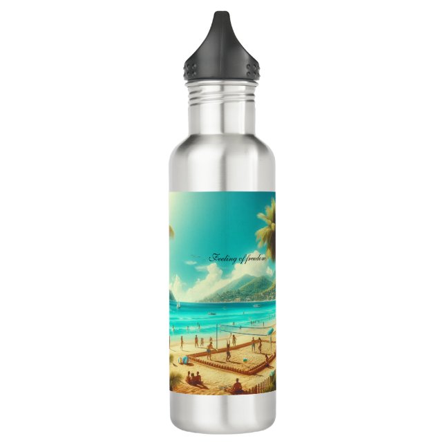 Beaches are serene paradises stainless steel water bottle (Left)