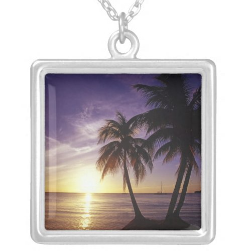 Beaches at Negril Jamaica 3 Silver Plated Necklace