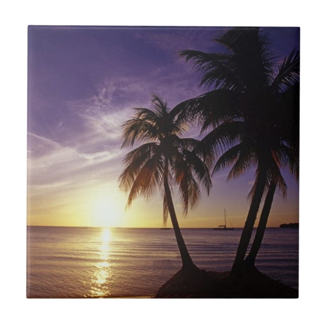 Beaches at Negril, Jamaica Ceramic Tile (Front)