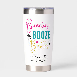 Beaches Booze and Besties Personalized, Girls Trip Insulated Tumbler