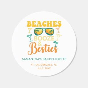 Beaches Booze Besties Bachelorette Party Custom Classic Round Sticker