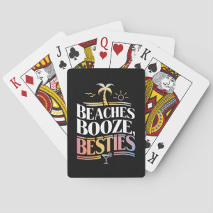 Beaches Booze & Besties Coconut Tree Summer Poker Cards