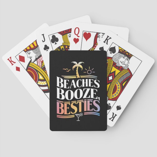 Beaches Booze & Besties Coconut Tree Summer  Poker Cards (Back)