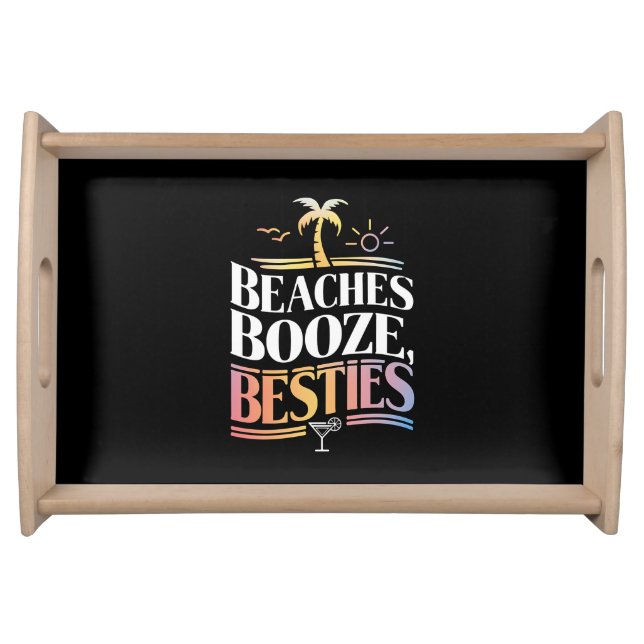 Beaches Booze & Besties Coconut Tree Summer  Serving Tray (Front)