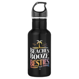 Beaches Booze & Besties Coconut Tree Summer Stainless Steel Water Bottle