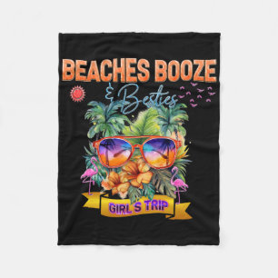 Beaches Booze Besties Myrtle Beach South Carolina Fleece Blanket