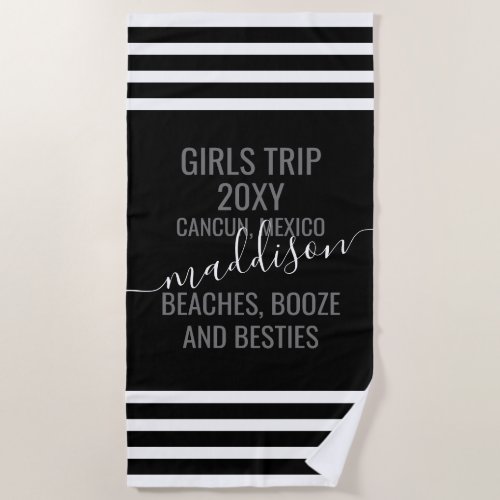 Beaches Booze Besties Personalized Bachelorette Beach Towel