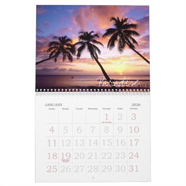 Beaches Calendar (Jan 2026)